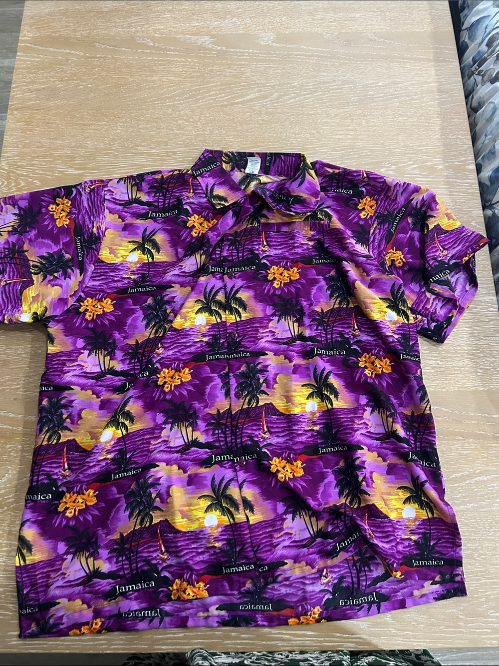 Jamaica Sunset Tropical Print Short-Sleeve Shirt - Purple